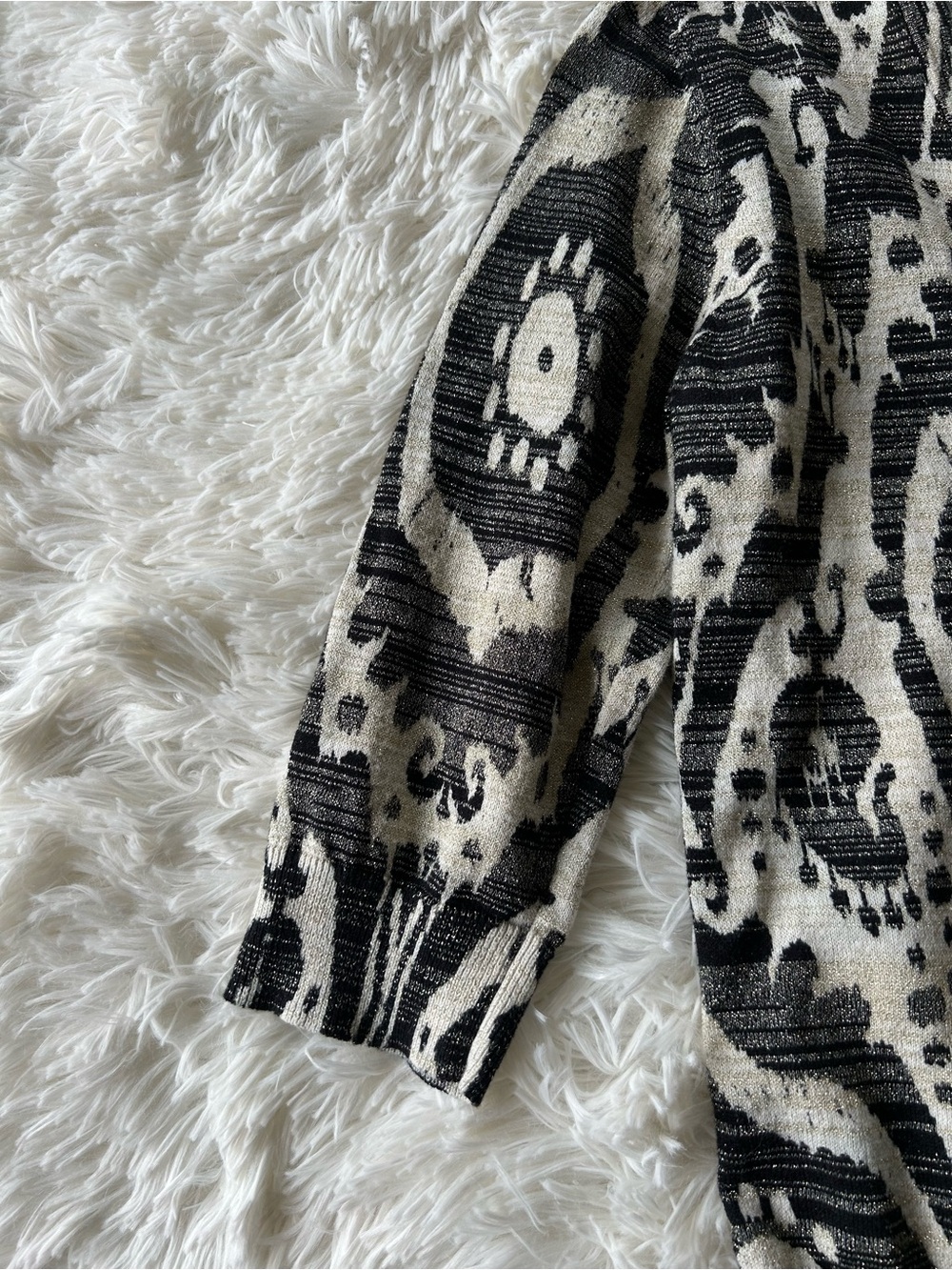 Worthington | Black & Cream Animal Print Knit Cardigan - Picture 5 of 6